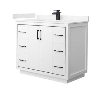 Icon 42 in. W x 22 in. D x 35 in. H Single Bath Vanity in White with Carrara Cultured Marble Top