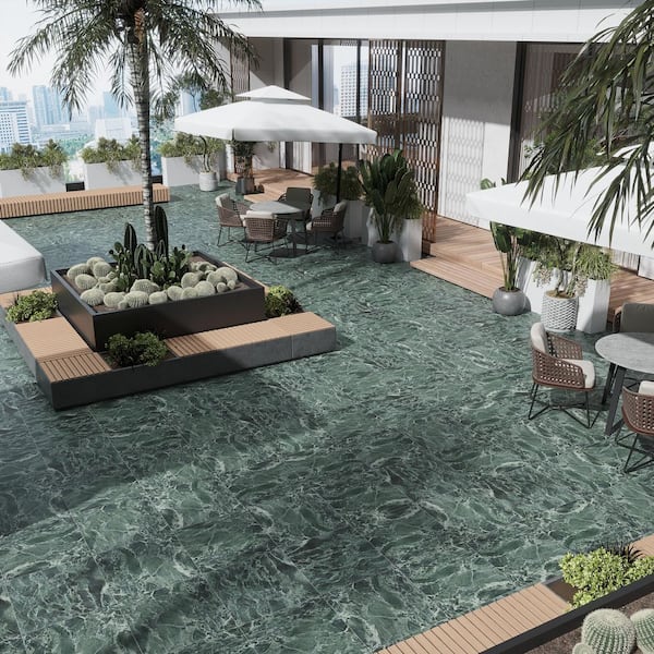 Regalia 24x24 in. Verde Alpi Matte Color Body Porcelain Marble-look Vein Large Tile (15.5 sq ft/case, 4-Pack)