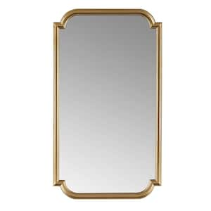 21.25 in. W x 38 in. H Rectangular Gold Metal Framed Scalloped Wall Mirror for Bedroom, Living Room, Entryway