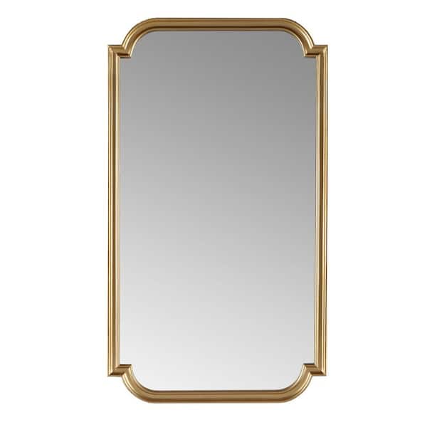 Vsmile 21.25 in. W x 38 in. H Rectangular Gold Metal Framed Scalloped Wall Mirror for Bedroom, Living Room, Entryway