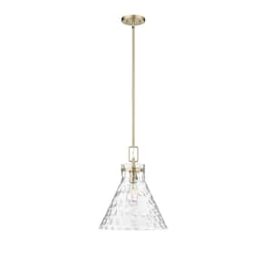 Barlon 60-Watt 1-Light Modern Gold Pendant-Light Clear Water Shade