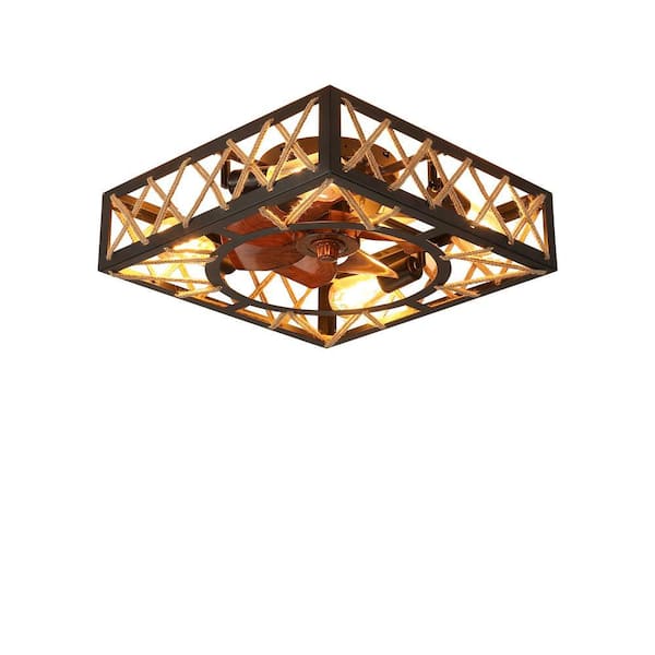 Atalanta 17.7 in. Farmhouse Rustic Indoor Black Ceiling Fan with Noiseless DC Motor