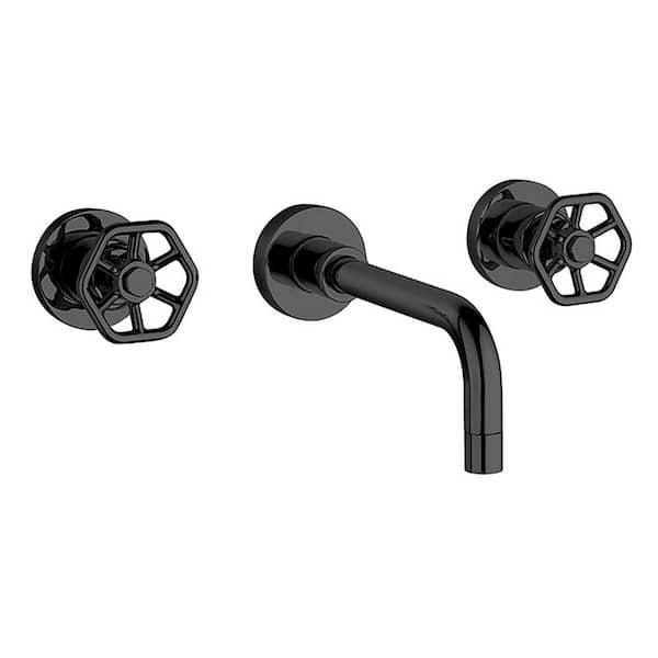 Lucia 2-Handle Wall Mounted Faucet in Matt Black