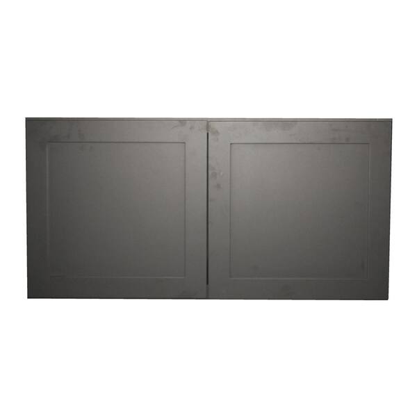 Krosswood Doors Black Satin Shaker II - Ready to Assemble 36x24x12 in. 2-Door 1-Shelf Wall Cabinet