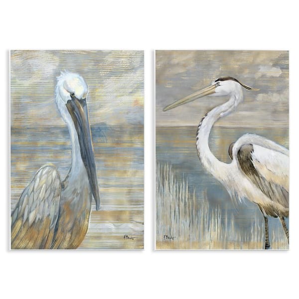 Stupell Industries Sea Birds Abstract Beach by Paul Brent 2 Piece Unframed Animal Graphic Art Print 13 in. x 19 in.
