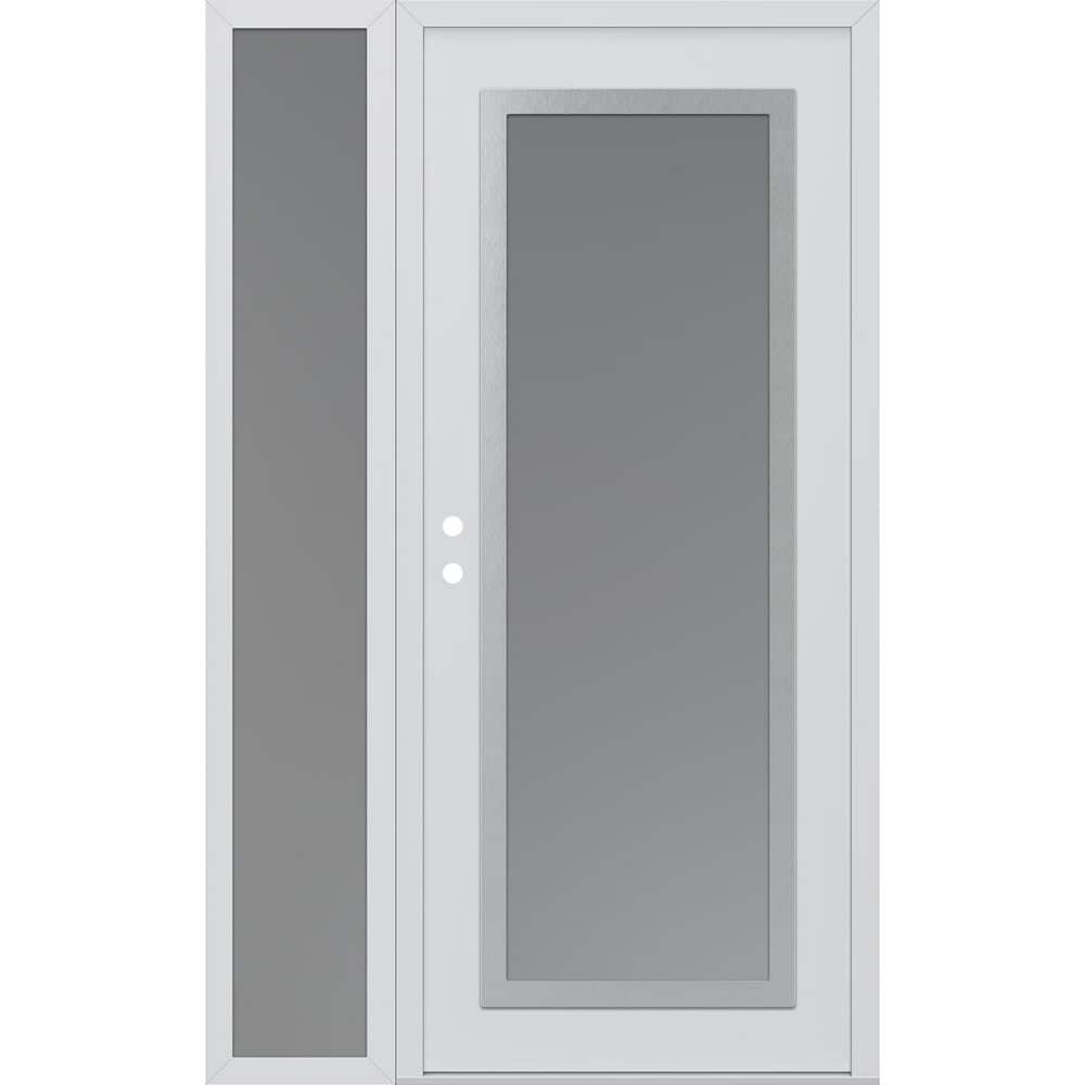C1 50 in. x 80 in. Silver P Right-Hand/Inswing Frosted Glass White/White Sidelite Steel Prehung Front Door price history on PriceWatchPro