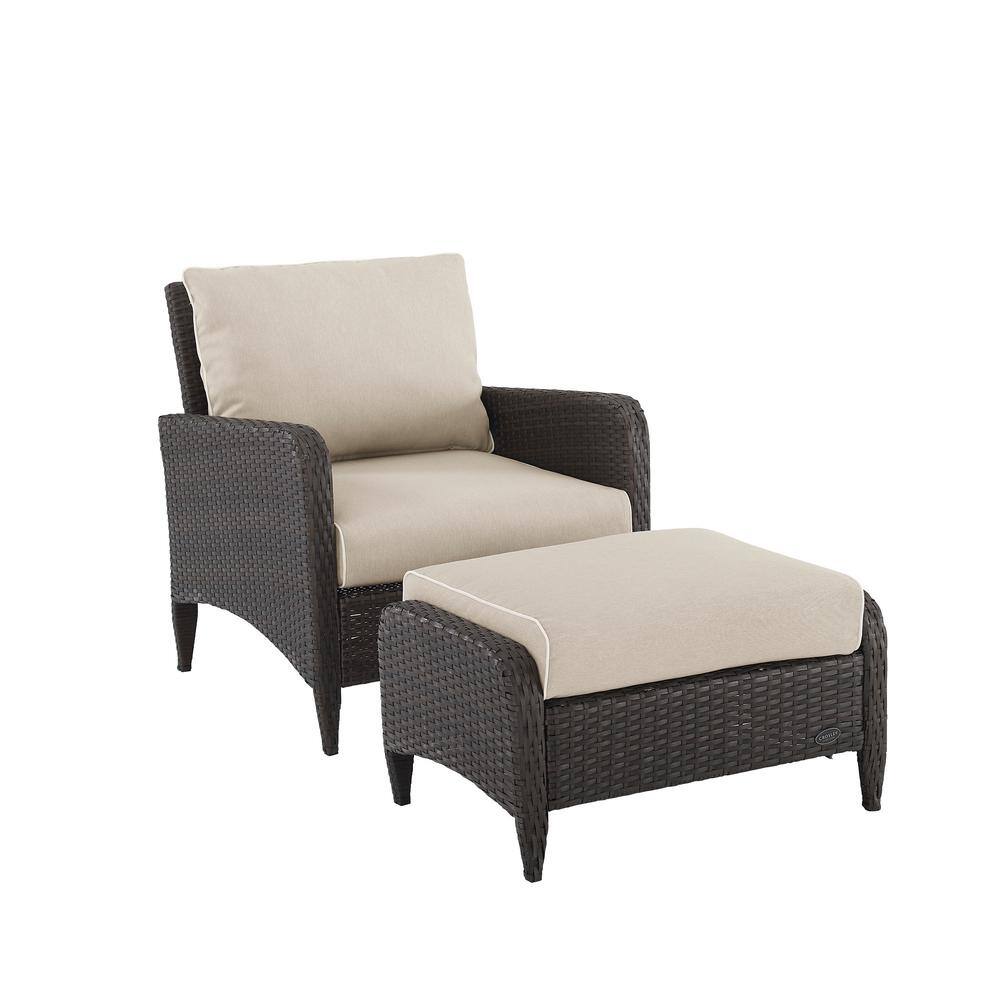CROSLEY FURNITURE Kiawah Wicker Outdoor Lounge Chair Set With Sand