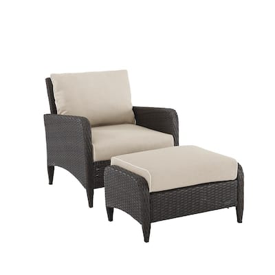 Kiawah Wicker Outdoor Lounge Chair Set With Sand Cushions