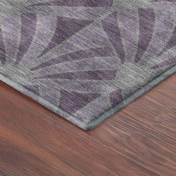 Mayfield Premium Machine Washable Abstract AMF2426 Purple 2 ft. x 7 ft. Runner Rug