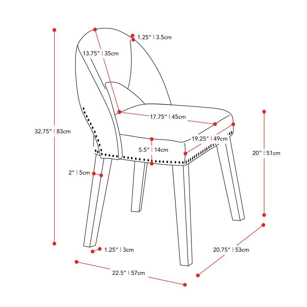 Gray Upholstered Low Back Side Chair with Wood Legs