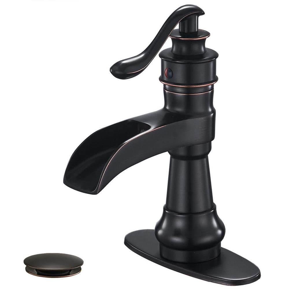 Single-Handle Single-Hole Bathroom Sink Faucet with Pop-Up Drain Assembly and Deckplate Included in Oil Rubbed Bronze price history on PriceWatchPro