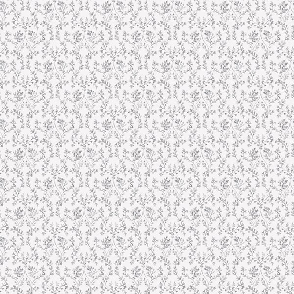 Unbranded Ogee Floral Trail Black/Grey Matte Finish Non-Woven Non-Pasted Wallpaper Roll