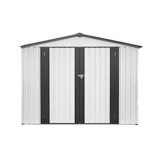 6 ft. W x 8 ft. D Galvanized Metal Outdoor Storage Shed with Double Doors, 4 Vents, Aluminum Frame in White (48 sq. ft.)
