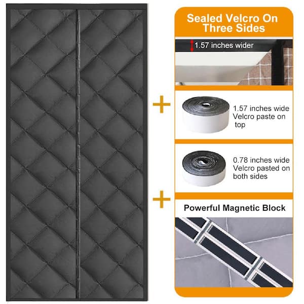 Shatex 35.5 in. x 83 in. Gray Plastic Thermal Insulated Door Curtain  Magnetic Screen Door Noise Reduction Waterproof CSD90210GA - The Home Depot