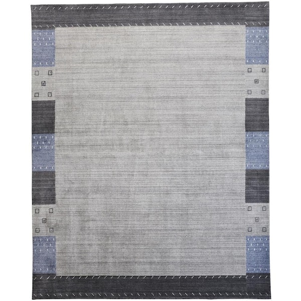 HomeRoots 5 x 8 Gray and Black Solid Color Area Rug