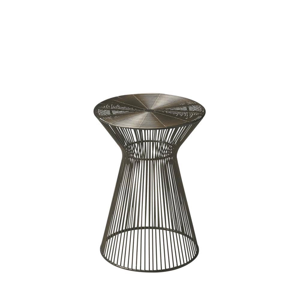 Transitional Black Iron Silhouette Round Accent Table