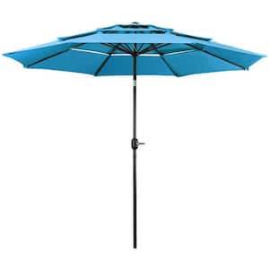 9 ft. Patio Umbrella Outdoor 3 Tier Vented Table Umbrella with 8 Sturdy Ribs