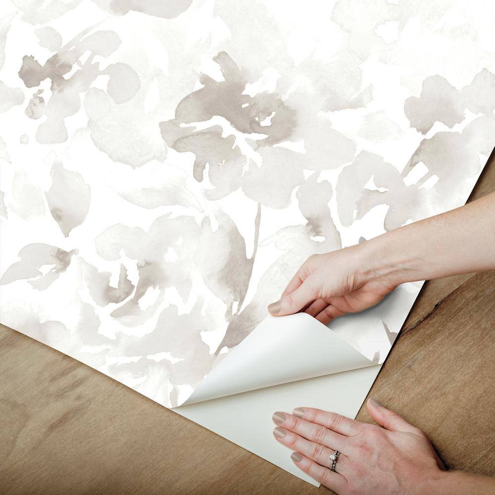 Neutral Floral Watercolor Removable Wallpaper Roll