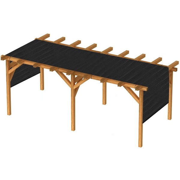 Shatex Outdoor Pergola Shade Cover Canopy for Patio Privacy Shade Screen Panel with Grommets on 2 Sides，6'x16', Black