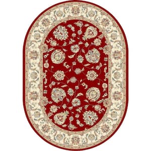 Judith Red/Ivory 7 ft. x 10 ft. Indoor Oval Area Rug