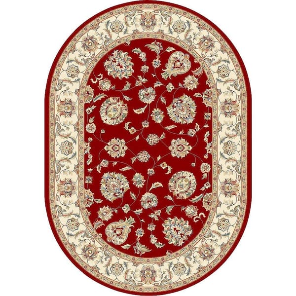 Home Decorators Collection Judith Red/Ivory 7 ft. x 10 ft. Indoor Oval Area Rug
