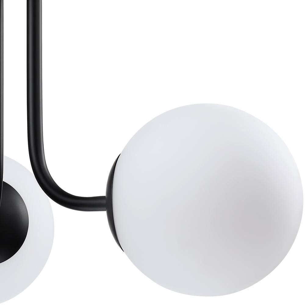 Opal Matte Black and White Glass Globe LED Semi-Flush Mount Light