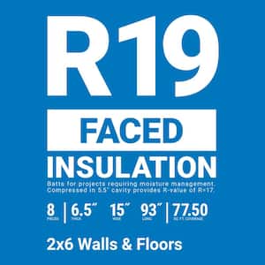 R-19 Faced Fiberglass Insulation Batt 15.25 in. x 93 in. (1 Bag)