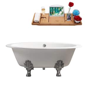 65 in. Cast Iron Clawfoot Non-Whirlpool Bathtub in Glossy White with Polished Chrome Drain And Polished Chrome Clawfeet