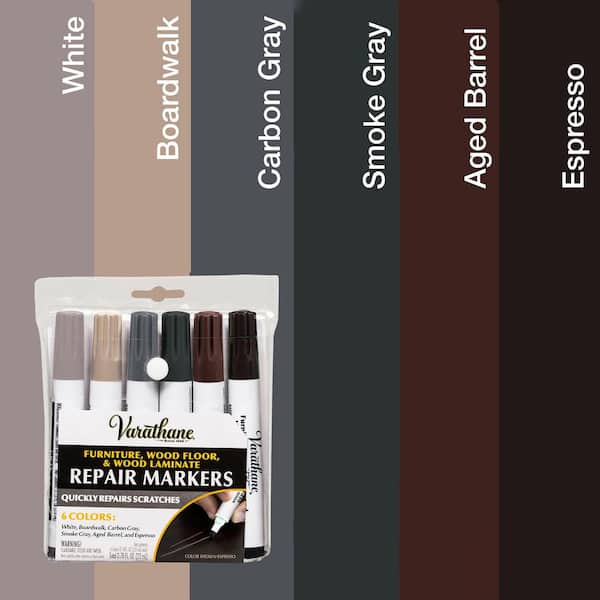 Varathane 0.78 oz. Wood Stain Cool Tone Flat Patching and Repair Product Touch-Up Marker Kit (6-pack)