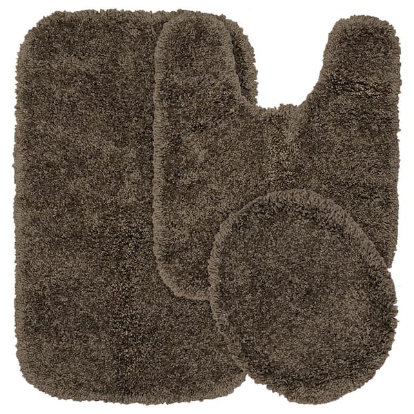 Garland Rug Serendipity Chocolate 21 in. x 34 in. Washable Bathroom 3-Piece Rug Set