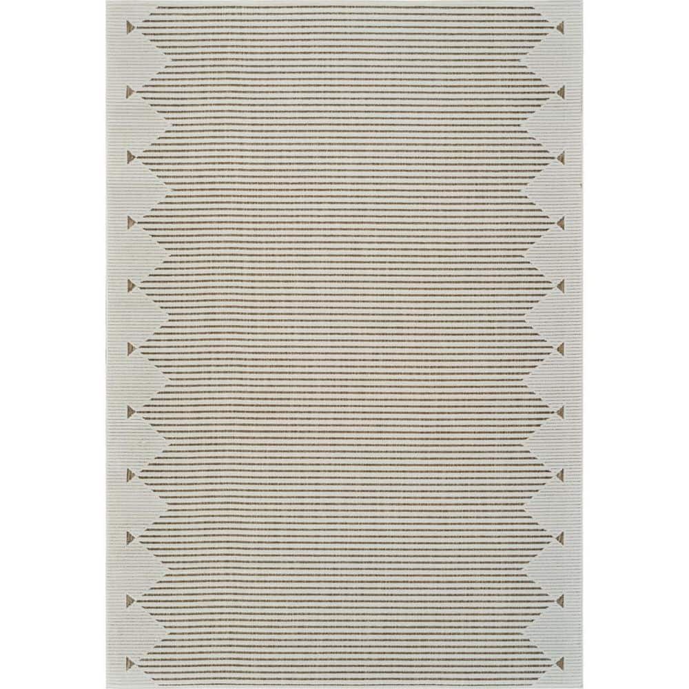 Beige, Brown 6 ft. x 9 ft. Woven Geometric Polypropylene Rectangle Indoor/Outdoor Area Rug price history on PriceWatchPro