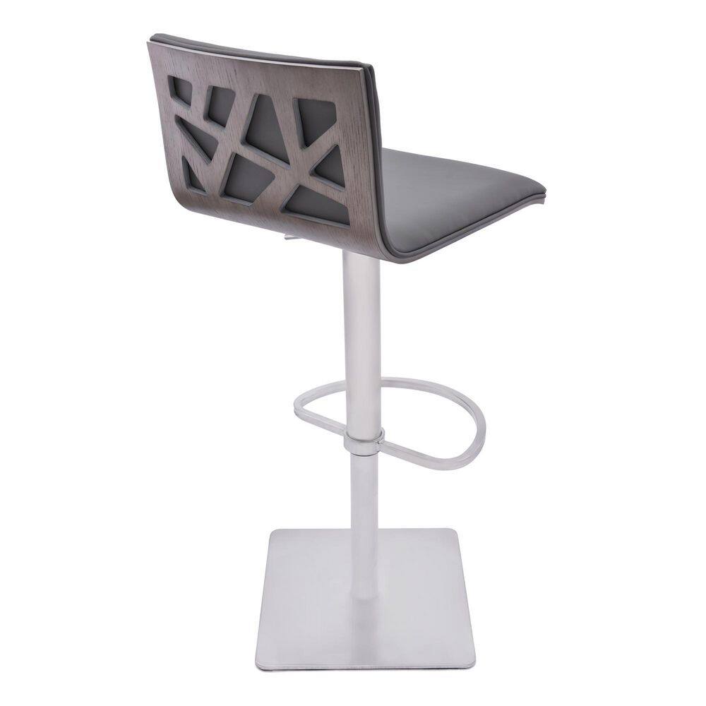 Gray Adjustable Swivel Bar Stool with Metal Base