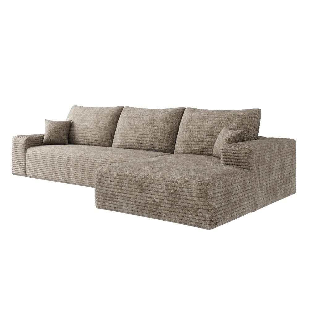 Camel Plush Corduroy Fabric L-Shape Cloud Sectional Sofa with Deep Seat, Modern Modular Couch for Living Room Bedroom price history on PriceWatchPro