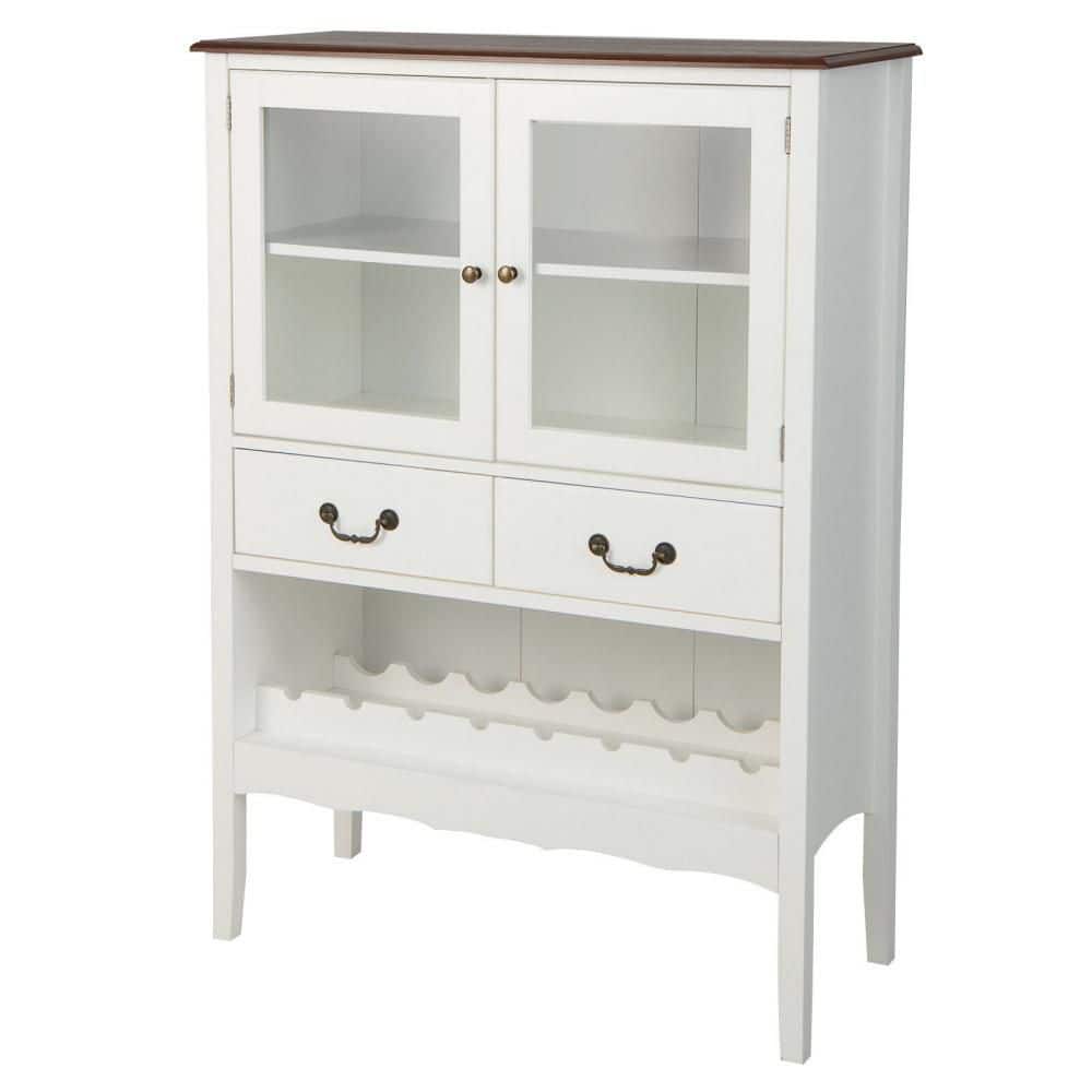 2-Door Liquor Coffee Bar Cabinet Freestanding Buffet Sideboard Wine Rack Drawers