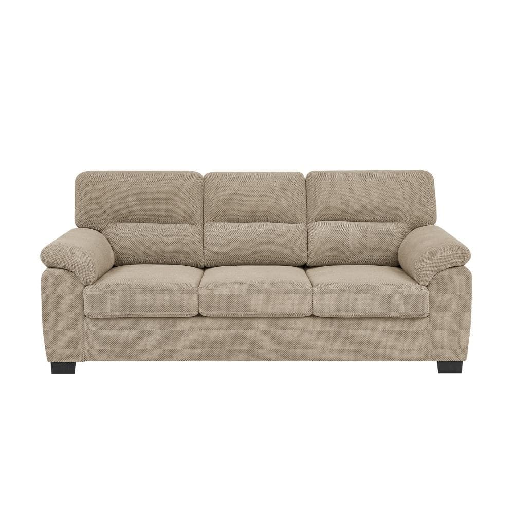 Modern Living Collection 81 in. Pillow Top Arms Textured Fabric Straight 3-Seat Sofa with Sturdy Wood Frame in Camel