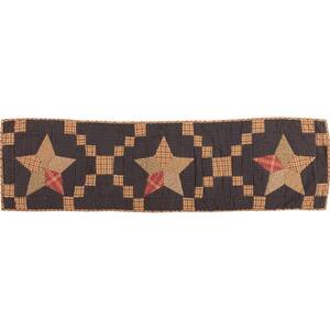 Arlington 13 in. W x 48 in. L Navy, Barn Red, Tan Patchwork Star Quilted Cotton Table Runner