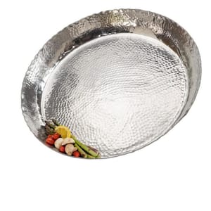 Amelia 25 in. W x 4 in. H x 25 in. D Round silver Stainless Steel Dinnerware and Serving Storage