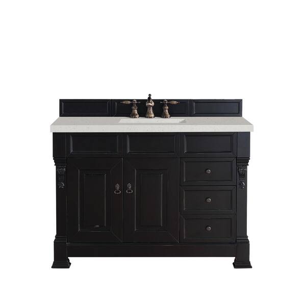 James Martin Vanities Brookfield 48.0 in. W x 23.5 in. D x 34.3 in. H Bathroom Vanity in Antique Black with Lime Delight Silestone Quartz Top