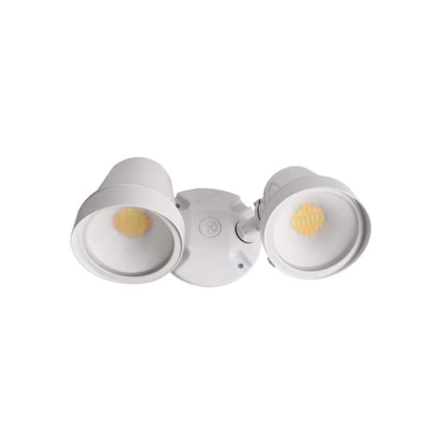 1400 x 2 Lumen White Metal Hardwired LED Outdoor Spotlight with Dimmable 5CCT Integrated Bulb 1-Pack