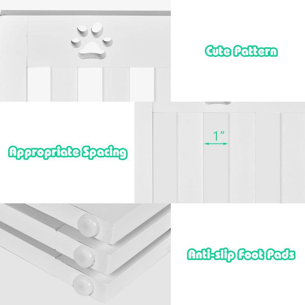 24 Inch White Folding Freestanding Metal Dog Gate