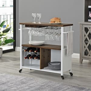 31.5 x 12 x 31.5 in Square Wood White Chandler Farmhouse Kitchen Cart