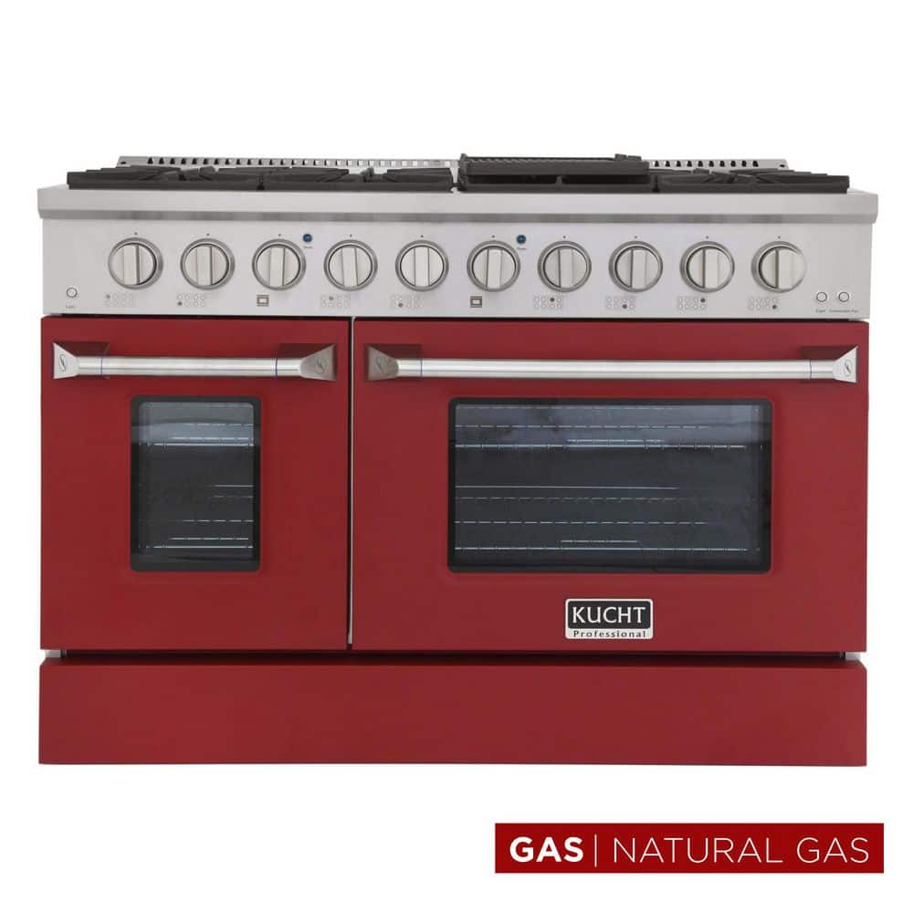 Pro-Style 48 in. 6.7 cu. ft. Double Oven Natural Gas Range with 8 Burners in Stainless Steel and Red Oven Doors price history on PriceWatchPro