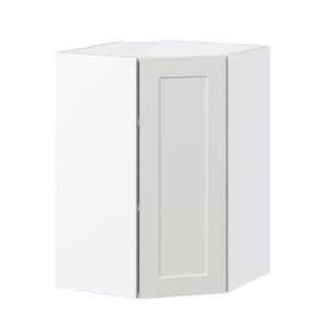 24 in. W x 35 in. H x 14 in. D Littleton Painted Gray Shaker Assembled Wall Diagonal Corner Kitchen Cabinet