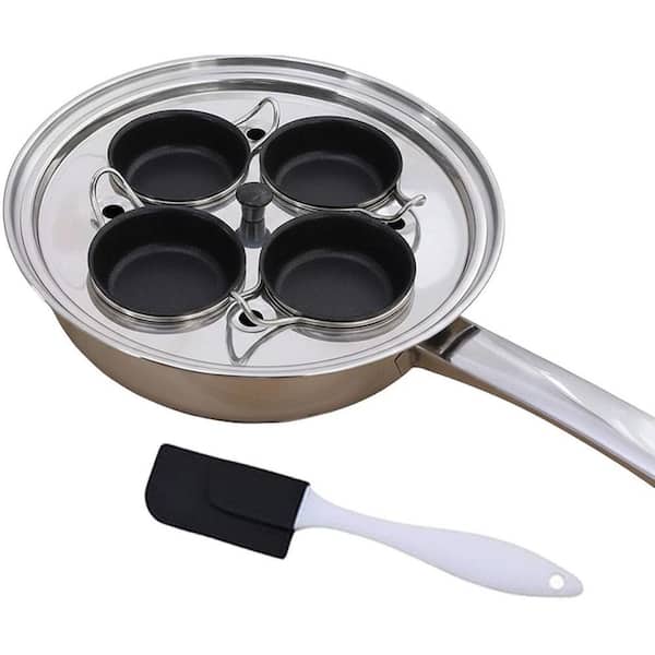 4-Egg Stainless Steel Nonstick Poacher Pan with Glass Lid and Induction Cooktop Compatibility Kitchen Pan