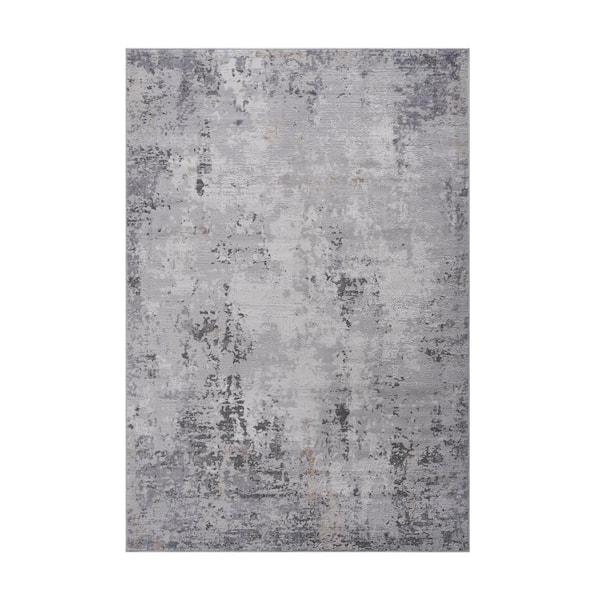 LOOM & LUXE Collection 5 ft. X 7.5 ft. Ivory plusTaupe Abstract Non-Shedding Stylish and Stain Resistant Area Rug