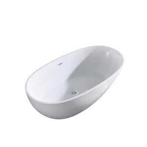 Layla 67 in. Acrylic Classic Flatbottom Non-Whirlpool Freestanding Oval Bathtub in White