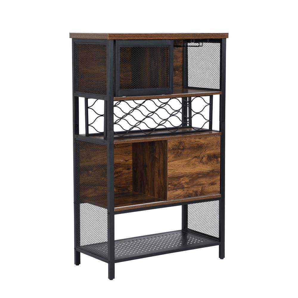 Tileon 32.28 in. W x 15.75 in. D x 52.56 in. H Metal Ready to Assemble  Floor Base Kitchen Cabinet with Wine Rack AYBSZHD739 The Home Depot
