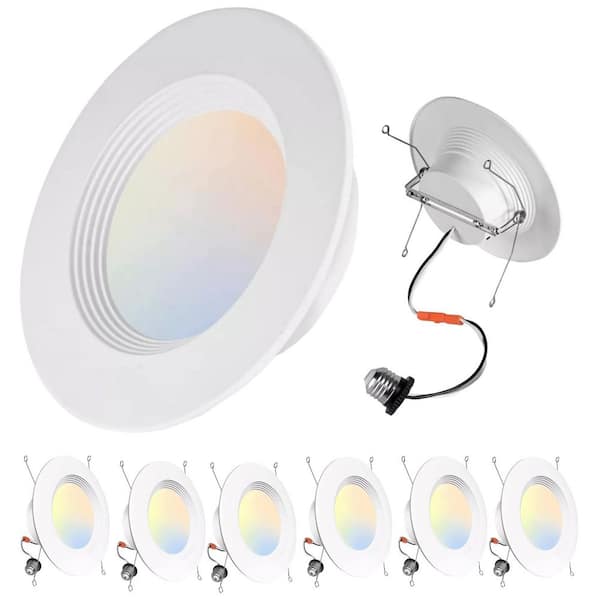 6 in. 1050 LM High Output Selectable CCT Dimmable Integrated LED Retrofit Recessed Light Trim Kit White (6-Pack)