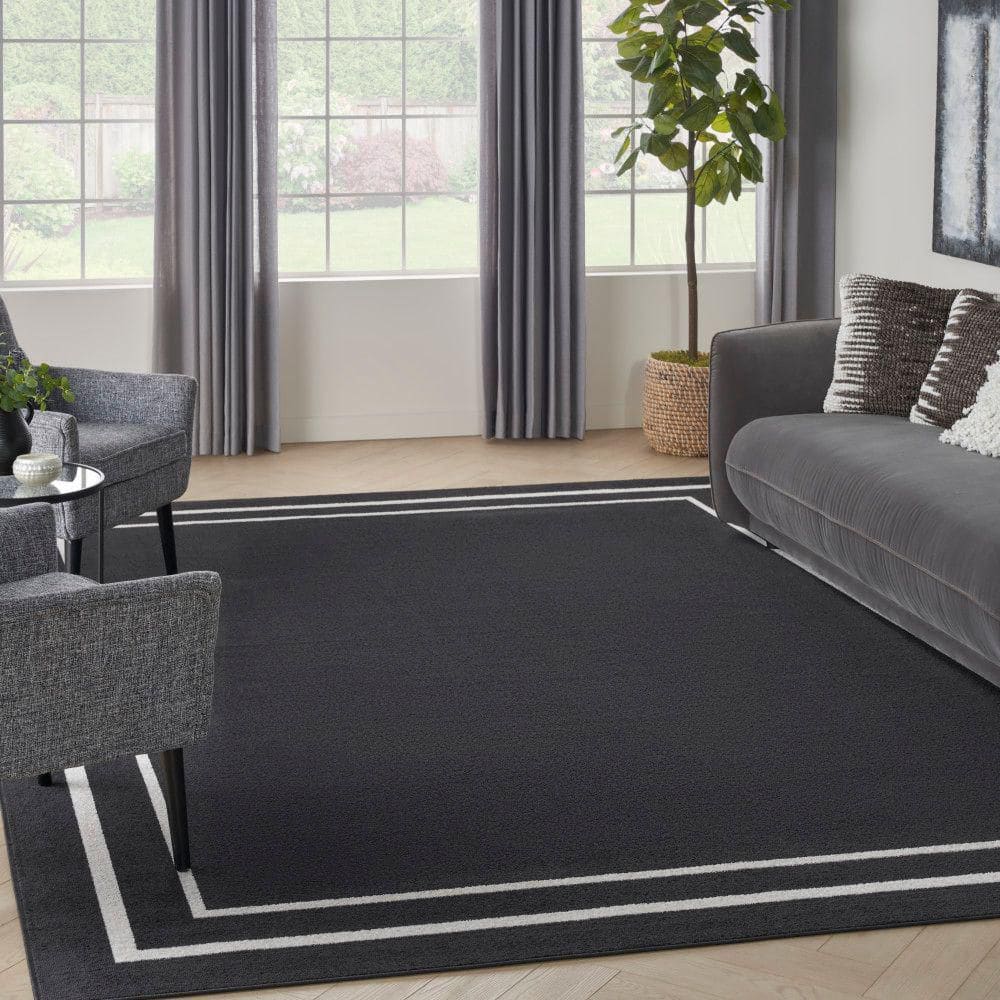 Black Ivory 10' x 14' Solid Synthetic Indoor/Outdoor Rug