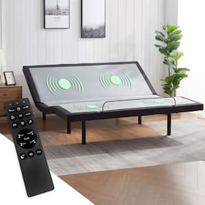 California King Black Luxury Adjustable Bed Base, Wireless Remote, Head/Foot Massage, LED Lighting and Dual USB Ports